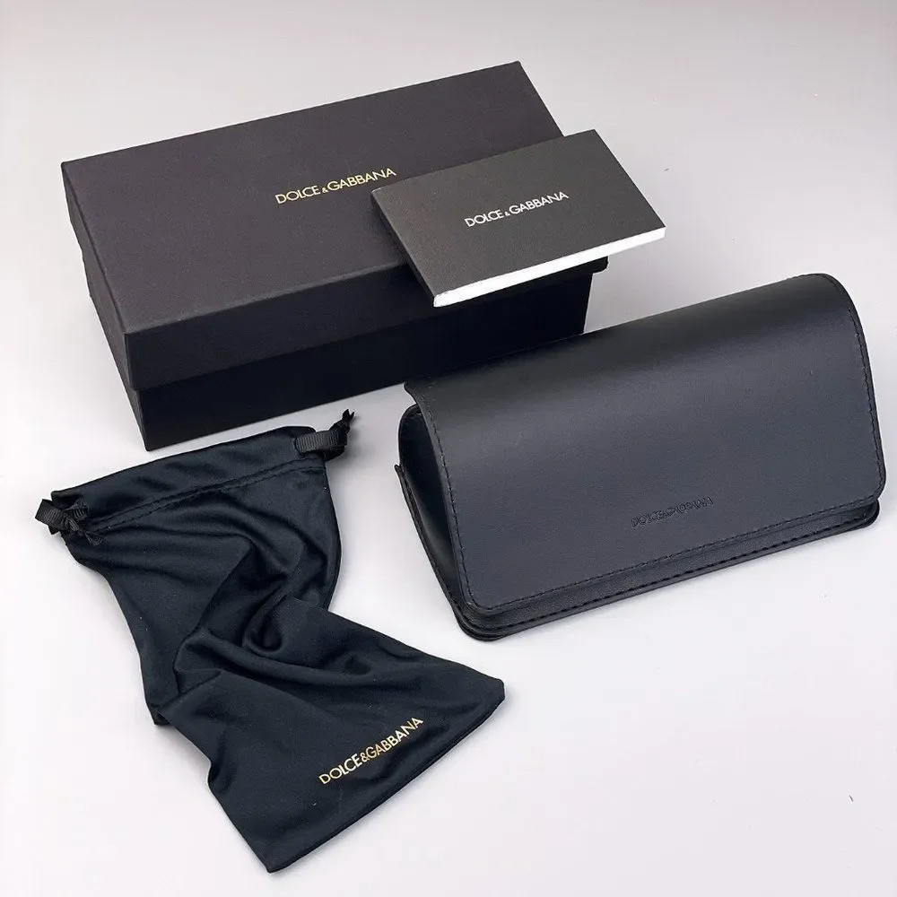 D&G DG4389 501/87 Sunglasses Black Dark Gray Gold Square Men